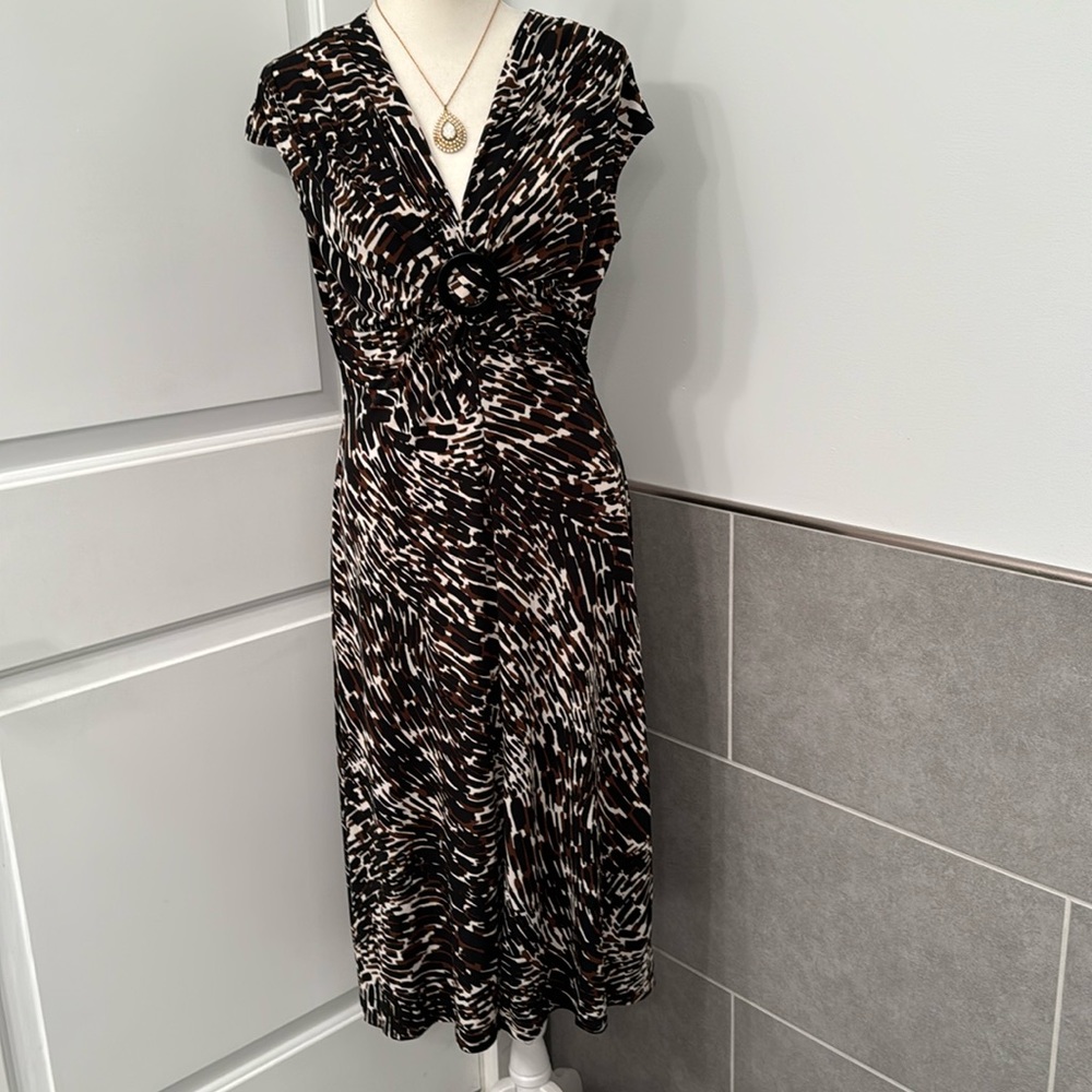 ❤️3/$30 Jones Wear Dress Black Brown and Cream Midi Dress